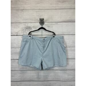 Old Navy Plus Size Blue White Pinstripe High Rise Baggy Jean Shorts Size 26